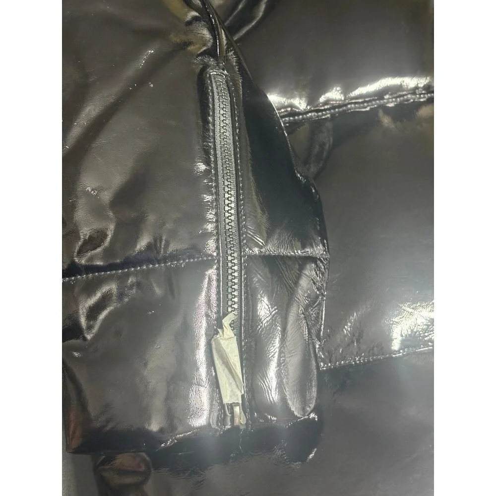 Lita‎ by Ciara NWT Soft Patent Leather Puffer Coat in Black Size Small MSRP $798
